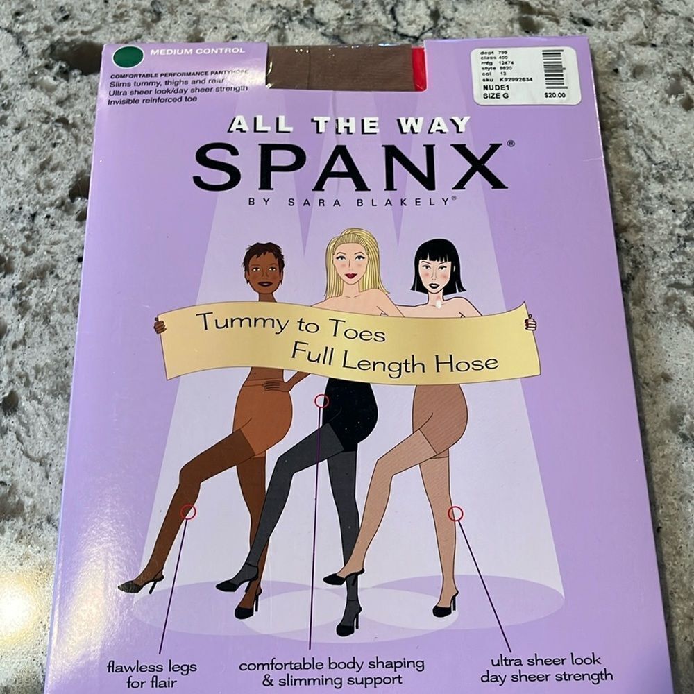 SPANX All the Way Tummy to Toes Full Length Hose Nude Medium Control Size G NIP